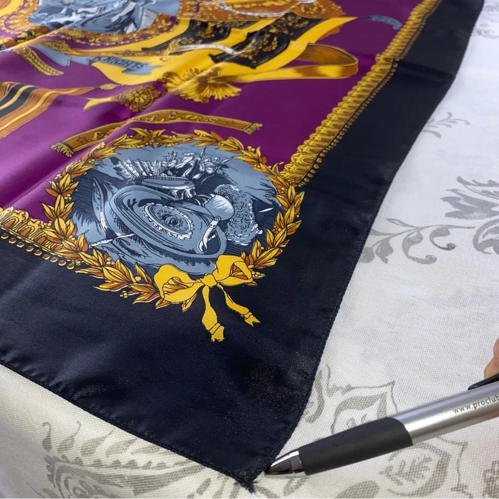 Vintage Golden Dragon‎ silk scarf King of King Knights